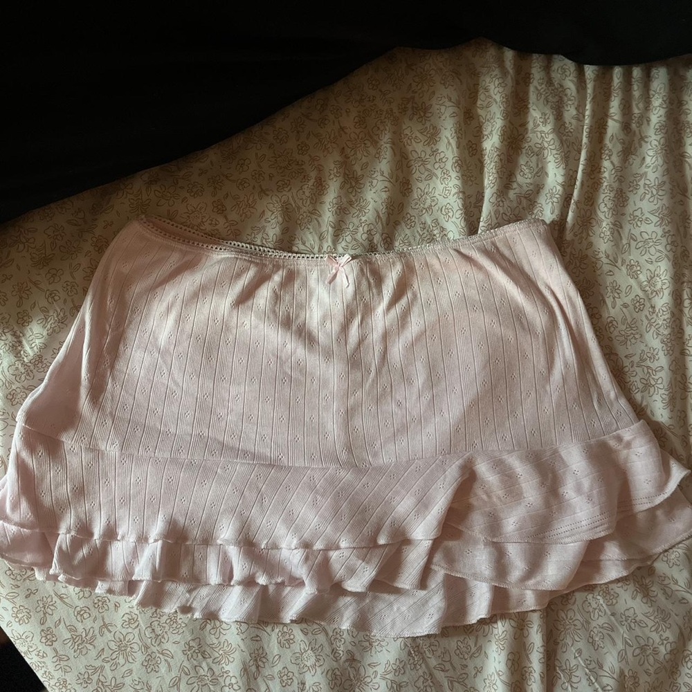 Chic Light Pink Ruffle Mini Skirt